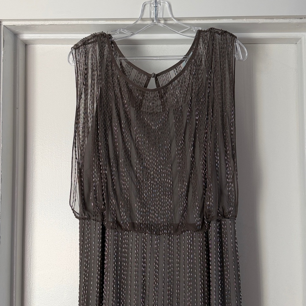 Adrianna Papell Shimmering Grey Maxi Dress